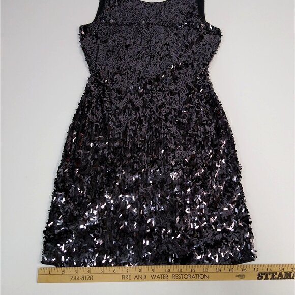 Express Black Sequin Mini Dress XS Chest 30" Sleeveless Shimmer 100% Polyester - Picture 11 of 12